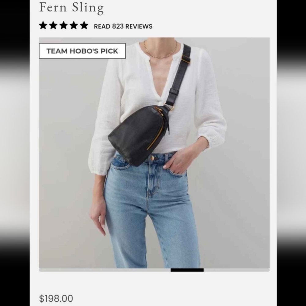 NEW Hobo Fern Sling Bag in Black Leather